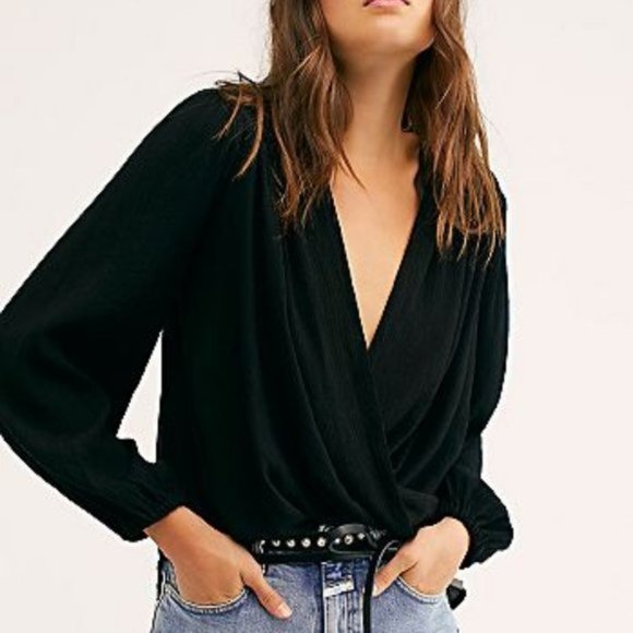 Free People Tops - Free People Check On It Faux Wrap Top Medium NWT